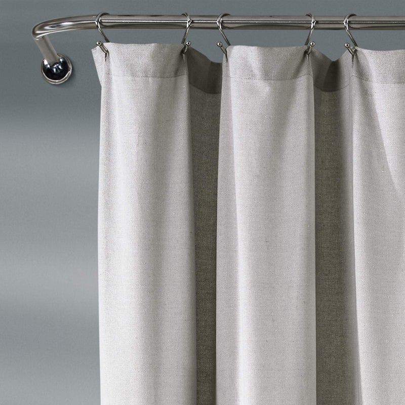 Lush Decor Linen Button Shower Curtain, 72" W x 72" L, Gray & Off White - Gray Shower Curtain Fabric - Bathroom Curtain - Farmhouse Bathroom Decor - Image 3